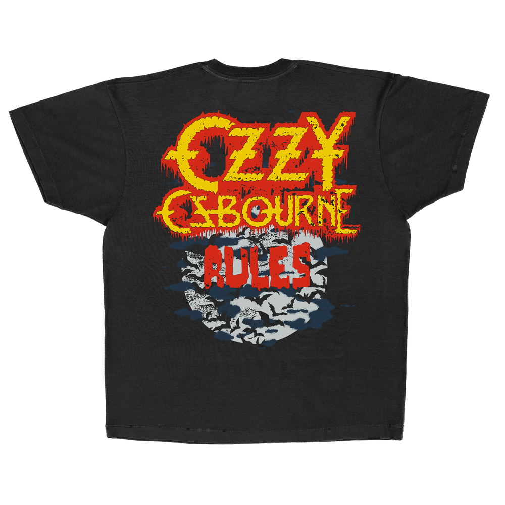 Black t-shirt with 'Ozzy Osbourne Rules' graphic design